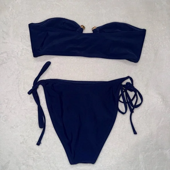 Navy Blue strapless Bikini Set - Picture 4 of 5
